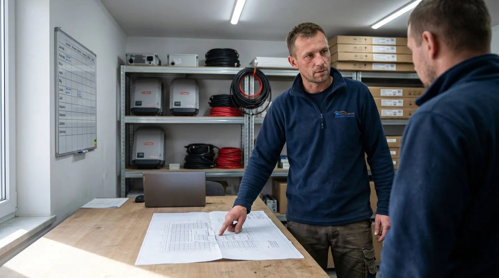 Panele fotowoltaiczne na palecie w magazynie firmy instalacyjnej ze Szczecina — zakup hurtowy przed sezonem montażowym sfinansowany pożyczką pozabankową w 24 godziny