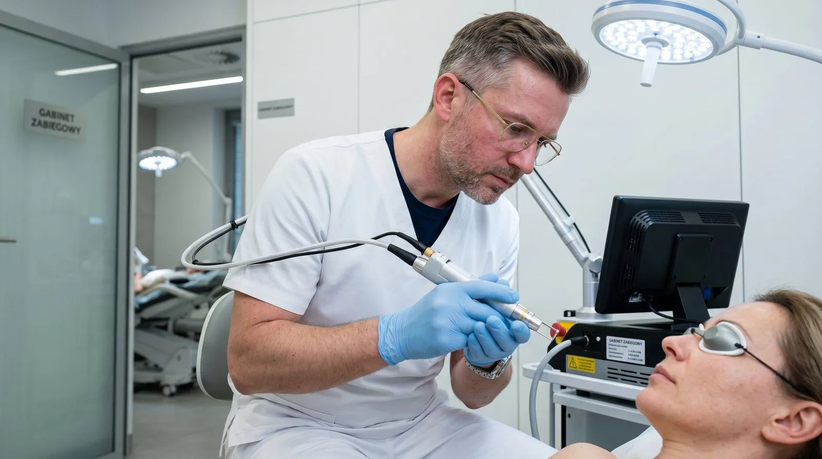 Pokój zabiegowy kliniki medycyny estetycznej w Katowicach-Brynowie — 120 m² lokal zakupiony z pożyczki pozabankowej w 48 godzin od wniosku