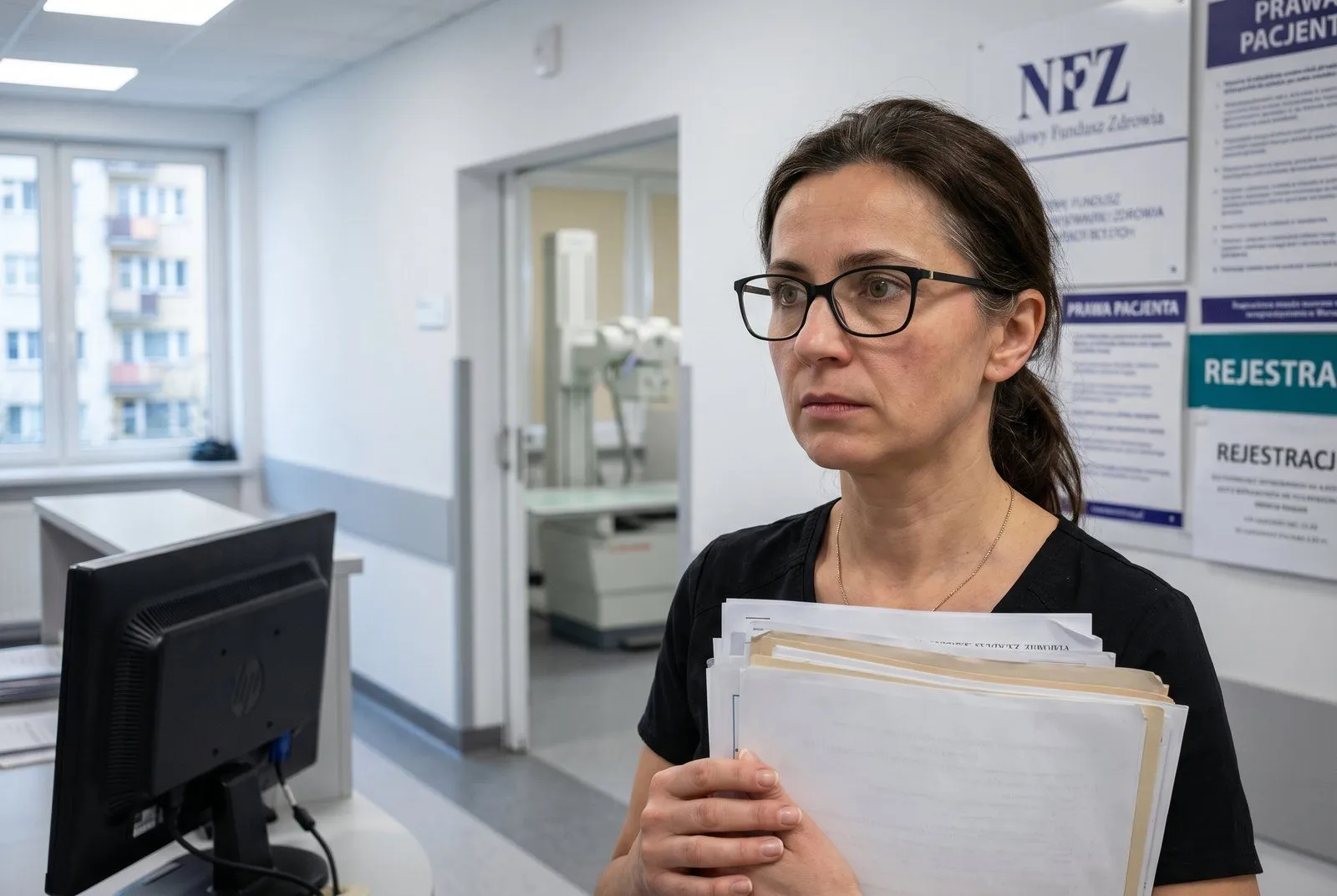 Przychodnia diagnostyczna w Warszawie — recepcja i jasne wnętrze placówki medycznej, zespół ocalony dzięki pożyczce 369 tys. PLN od Horyzont Capital podczas zatorów płatniczych NFZ