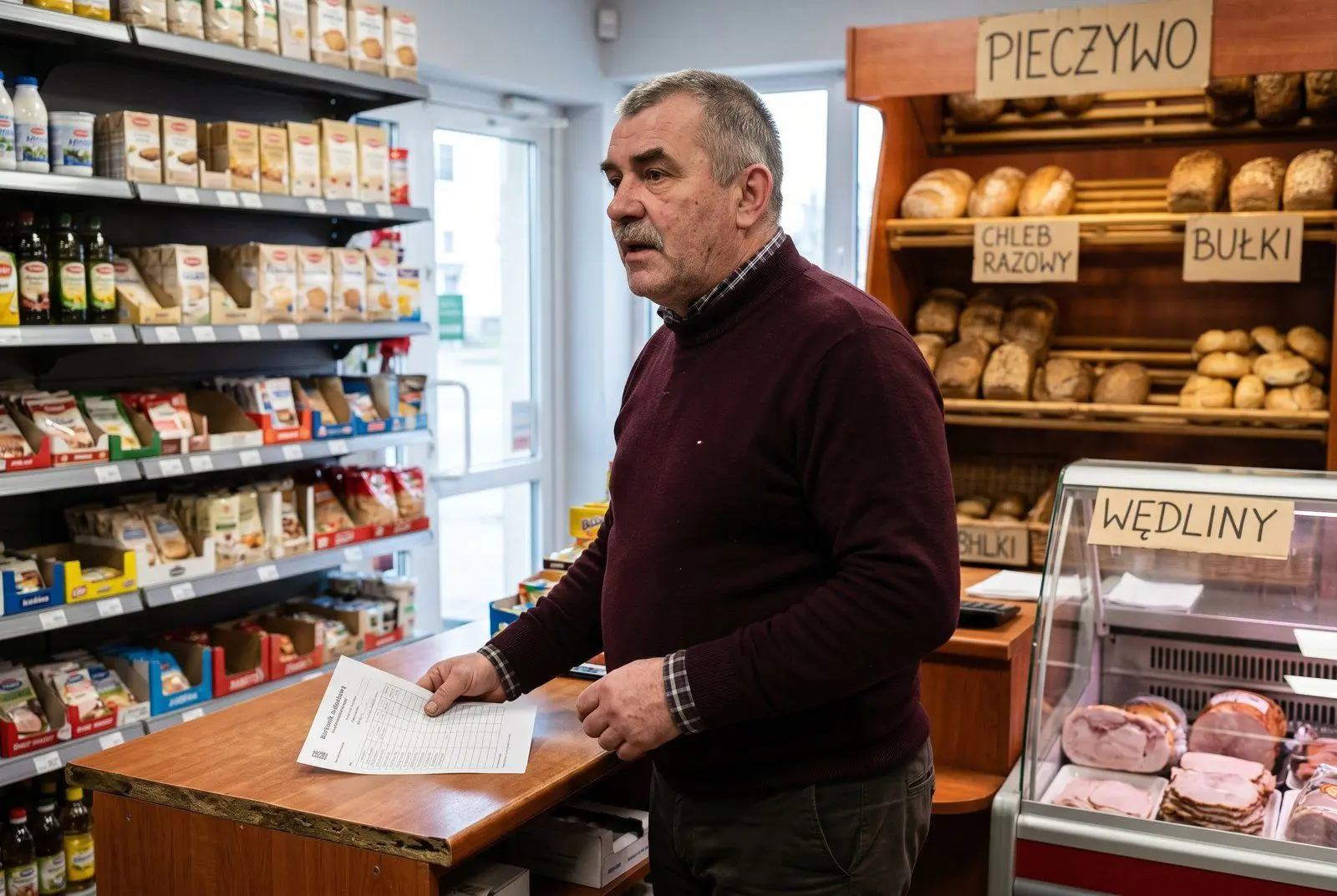 Wnętrze nowoczesnego sklepu spożywczego w Zawierciu — lada mięsna, chłodnia walk-in, sekcja nabiałowa, trzecia lokalizacja sfinansowana pożyczką 1,5 mln PLN od Horyzont Capital