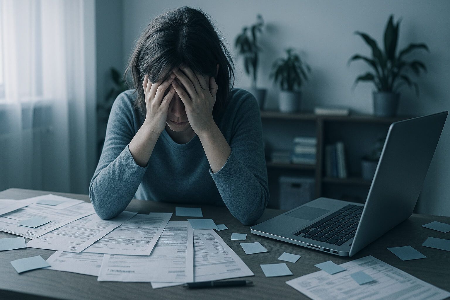 załamana kobieta, długi