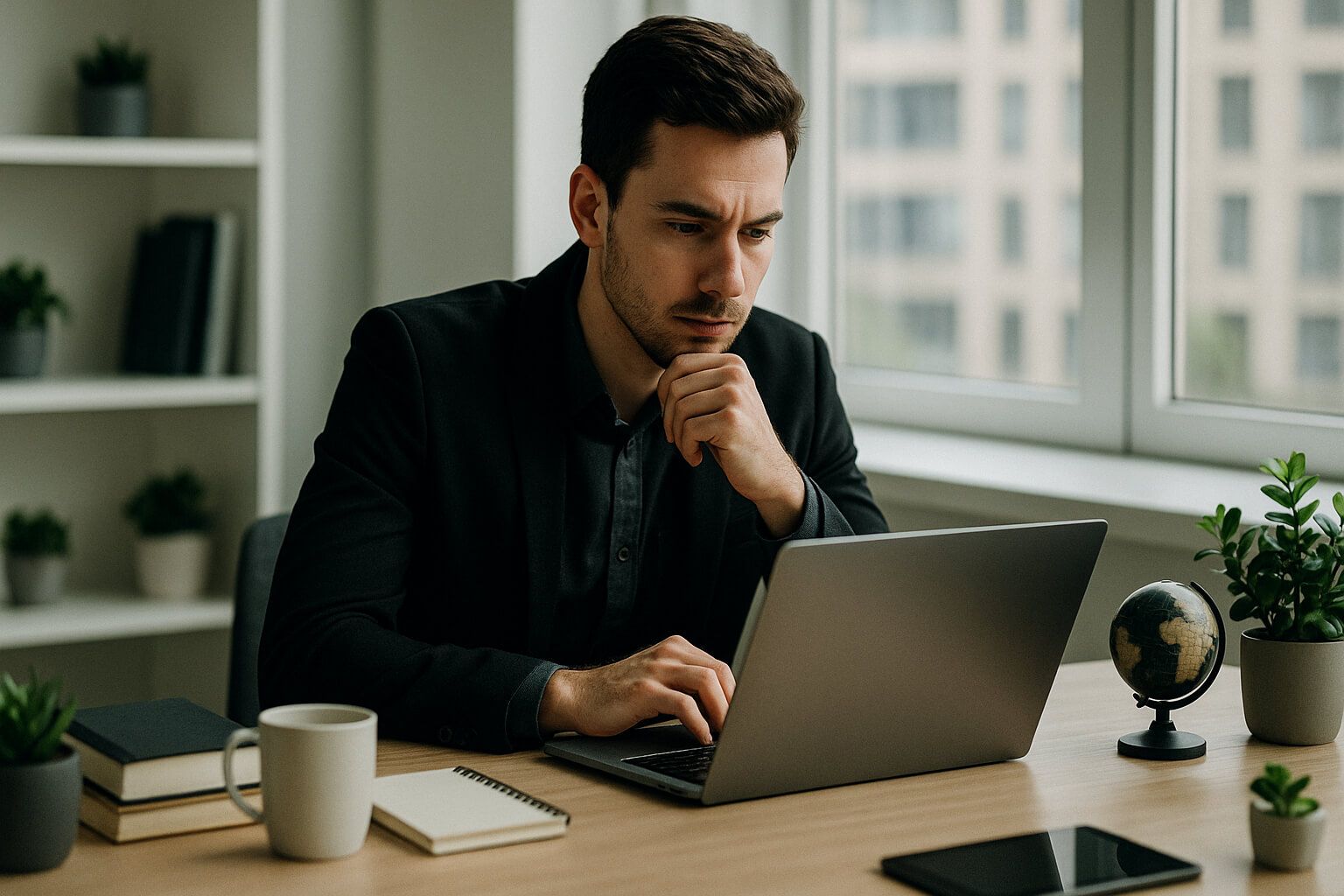 mężczyzna pracujący przed komputerem
